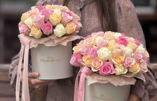Букеты из роз, розы в коробках от 35р, гвоздики от 2,50р/шт от "Allrose.by"